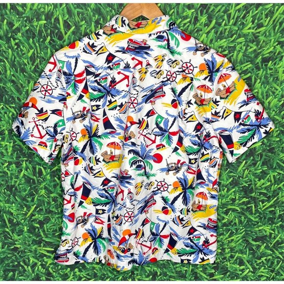 Polo Ralph Lauren Nautical Bearwaiian Print Button Front Shirt Boys XL 18-20 - Picture 3 of 5